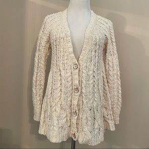Free People Chunky Cable Knit Cardigan, Size S.